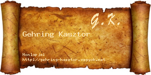 Gehring Kasztor névjegykártya